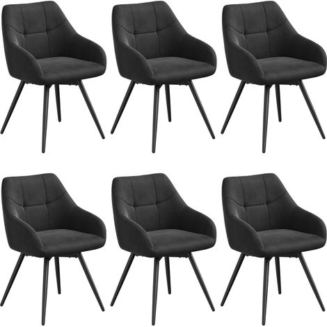 WOLTU Lot de 6 Chaises de Salle à Manger Pivotante à 360°, Assise Rembourrée, Chaise avec Accoudoirs, pieds Métalliques, Velours, Noir (1/5)
