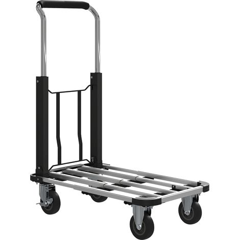 Carro plegable, capacidad de 150 kg, asa ajustable, color negro