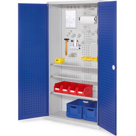 Kappes ®RasterPlan Werkzeugschrank 1950x1000m Modell 6 Tiefe 410mm Lochplattentüren enzianblau