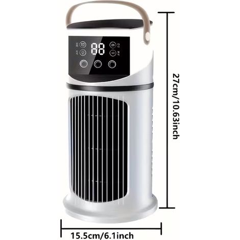 Mini-Klimaanlage – 6 Geschwindigkeitsstufen, USB-Anschluss, Wassertank, Timer, ideal für Büro, Schlafzimmer und Homeoffice – Weiß