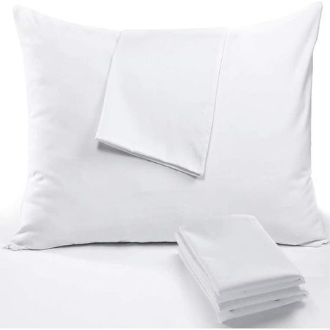 TAIE D'OREILLER IMPERMEABLE (50X70CM 2PCS) - Taie d'Oreiller Zippée - Respirante & Anti-Transpiration & Anti-Acariens - Housse de Coussin en Polyester Blanc (1/4)