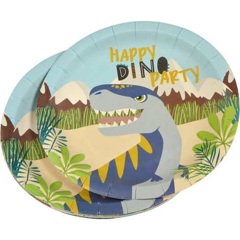 Set de 6 assiettes en carton 18 cm Happy dino