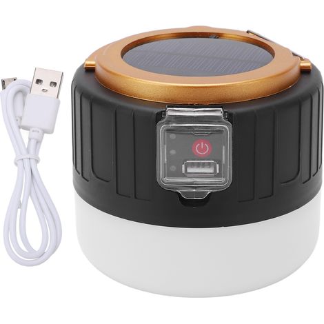 Lampe de Camping LED Solaire Multifonction, pour Tente, Marché Nocturne, Urgence, Noir et Or (1/5)