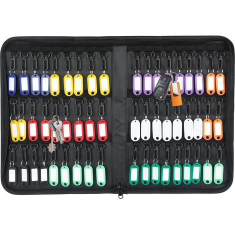 Portable Boite À Clés Avec 54 Étiquettes Clés Colorées Et Crochets, Boite A Clé Portable, Étui À Clés portable À Fermeture Éclair, Étanche Et Ignifuge, Organiseur De Clés Portables Avec Poignée (1/5)