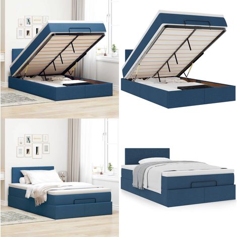 vidaXL Ottoman-Bett mit Matratze Blau 120x200 cm Stoff (1/5)