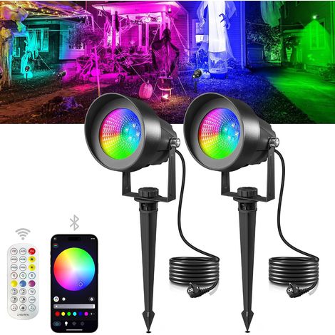 2Packs Spot LED Extérieur RGB avec App Bluetooth et Télécommande Éclairage de Jardin LED RGB avec 1.5M Plug 16M Couleur (1/5)