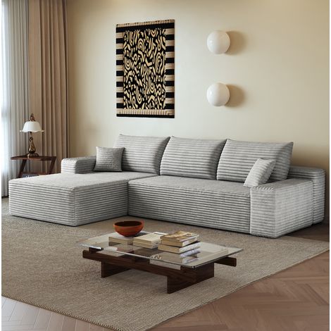 Modulares Ecksofa 270 cm aus Stoff, mit linker Chaiselongue, grau OKMYHOME (1/5)