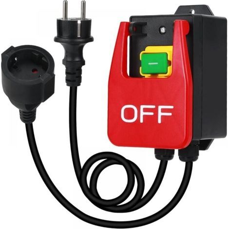 Interruptor monofásico, interruptor de botón pulsador, interruptor de seguridad con enchufe. Interruptor de máquina para apagar rápidamente la mesa de fresado y otros dispositivos. (1/4)