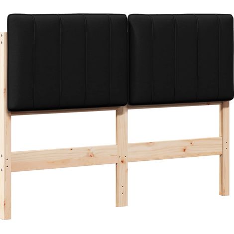 Cabecero tapizado Marrón y Negro 120 cm Madera de pino macizo vidaXL (1/5)