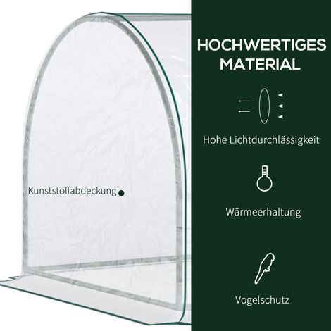 Serre tunnel avec porte et chassis froid pour plantes, culture legumiere, acier galvanisé et plastique vert, dimensions 250x100x80 cm (1/4)
