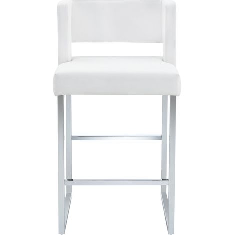 Set de 2 taburetes de bar nórdicos blancos y plateados de metal y PU (1/5)