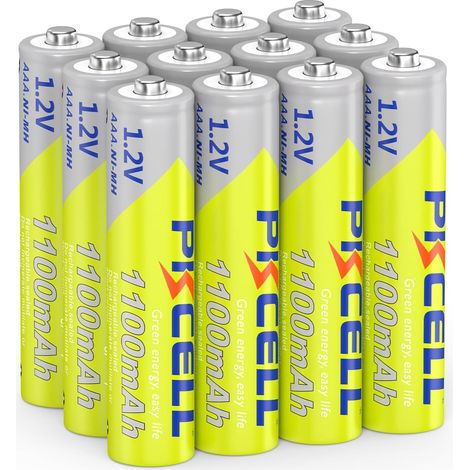 Lot de 12 piles AAA 1100 mAh, 1,2 V Rechargeables AAA à Faible auto-décharge, Haute Capacité et Batterie Préchargée pour Lampes Solaires Extérieures, Lampes de Poche (1/5)