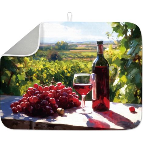Wine Chateau Tapis de séchage pour comptoir de cuisine 45,7 x 61 cm Raisin Absorbant Grand tapis résistant à la chaleur pour robinet de table, évier, bar à café, réfrigérateur (1/5)