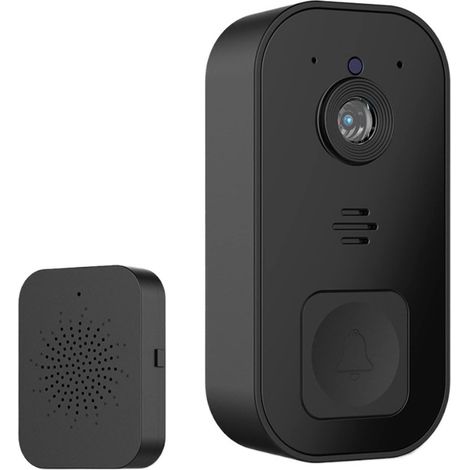 Caméra de sécurité sans fil avec sonnette vidéo Sonnette WiFi extérieure sans fil étanche maison intelligente porte cloche ensemble interphone vocal infrarouge Vision nocturne caméra de sécurité sonne (1/5)