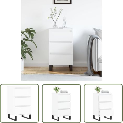 The Living Store Buffet blanc 40x35x70 cm bois d’ingénierie - Buffet - Armoire - Meuble De Rangement - Mobilier - Cuisine (1/5)