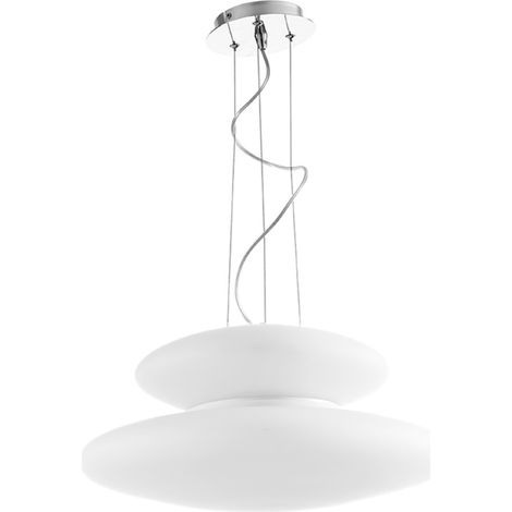 Lampada a sospensione 50 cm PAGODA in vetro Bianco soffiato e acidato PICCOLO (1/4)