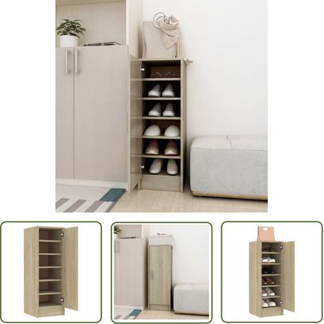 Schuhschrank Sonoma Oak von The Living Store, 32 x 35 x 92 cm, Holzwerkstoff – Schuhschrank – Schuhaufbewahrung – Schuhregal (1/5)