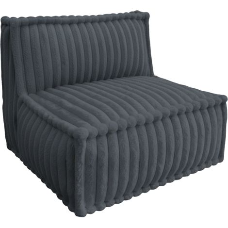 Module central pour canapé modulable fourrure côtelée BANANAIR 90x82 cm gris foncé (1/5)