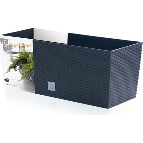 Pot de fleurs anthracite 51 cm – Système d'irrigation intégré – Plastique résistant aux UV – Forme rectangulaire pour balcon et jardin – Zanvic (1/7)
