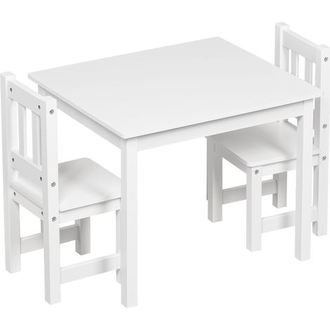Table Enfant avec 2 Chaises WOLTU, avec Dossier, Ensemble de Table et Chaises pour Enfants, en MDF, Blanc, 60x50x48,5cm (1/5)