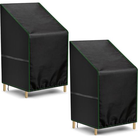 2 Housses de Protection Chaises Jardin 64x64x120cm Oxford 210D Imperméable Anti-UV Cordon Serrage Terrasse (1/5)