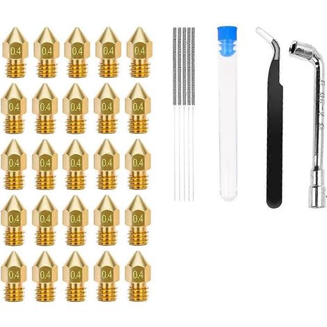 25 Stück MK8 Düsen 0,4 mm, Messingdüsen für 3D-Drucker, 3 Düsen