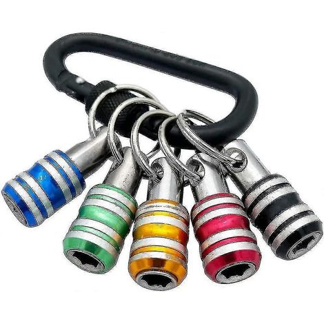 Ensemble de 5 porte-clés porte-embouts de tournevis à poignée hexagonale 1/4", rallonge, adaptateur de vis à changement rapide. (1/5)