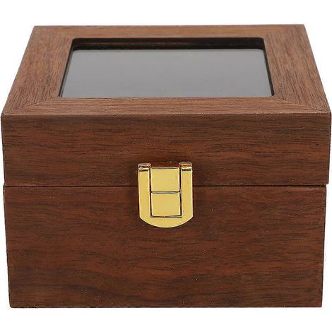 Boîte à montres en bois à 2 emplacements, style coquille, couleur noyer noir (1/5)