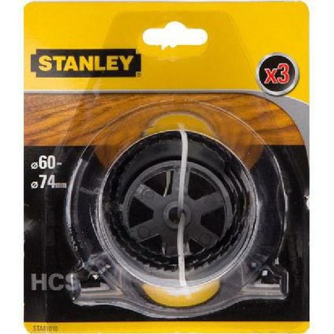 Stanley, modelo STA81010-XJ, 3 brocas de campana de acero al carbono para madera, corte de 60-74 mm, alta durabilidad, 3 pieza(s).