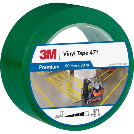 3M Nastro in vinile 471 verde, 50 mm x 33 m,spessore: 0,13 mm (1/4)