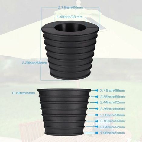 4 pièces Cône de Parapluie Support de Base, pour Ouverture et Stabilité du Trou de Table Patio ou Support de Base pour Parasol, Pied de Parasol, 1.5\ (1/3)