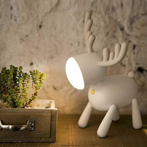 Veilleuse LED pour enfants, lampe de chevet bébé en silicone souple avec motif chiot/chat/élan - Rechargeable par USB, température de couleur et luminosité réglables, blanc et chaud (1/5)