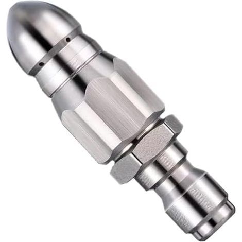 Puissante Buse de Nettoyage et Débouchage Tuyau,Pour Nettoyeur Haute Pression jusqu'à 5000 PSI,1 Avant 6 Arrière Jets Rotatifs,Raccord Rapide,Acier Inoxydable,Déboucheur Canalisation - (1/5)