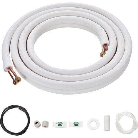 Mophorn 4876,8 mm Mini-Split-Line-Set, 6,4 & 9,5 mm Kupferrohr mit dreischichtiger Isolierung, für Klimaanlagen und Wärmepumpen, inkl. 18 Fuß Anschlusskabel und Zubehör (1/5)