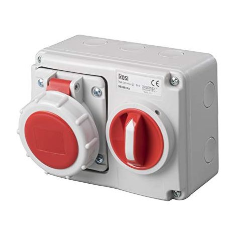 Presa interbloccata orizzontale con sezionatore, con fondo, 380V, 5 poli, 16A, IP67 - Rosi 14.3416R6 (1/3)