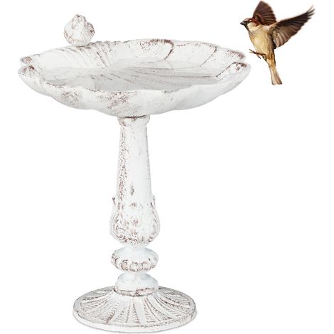 Relaxdays – Abreuvoir en fonte pour oiseaux sauvages – Soucoupe résistante aux intempéries – Design vintage en coquillage – Pour jardin ou terrasse