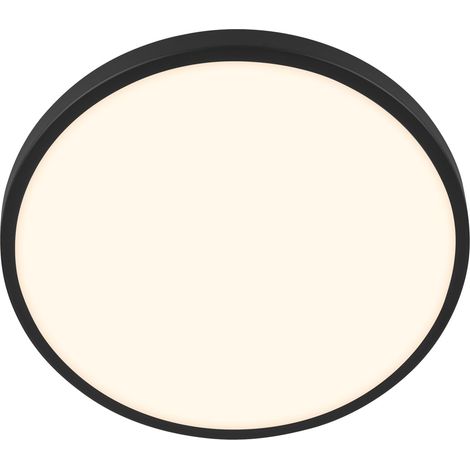 Plafonnier LED avec cache décoratif, lumière blanche chaude, 10,5 W, 1200 lm, ampoule LED, plafonnier, lampe de salon, lampe de cuisine, éclairage de plafond, couloir, 24 x 6 cm, noir (1/5)