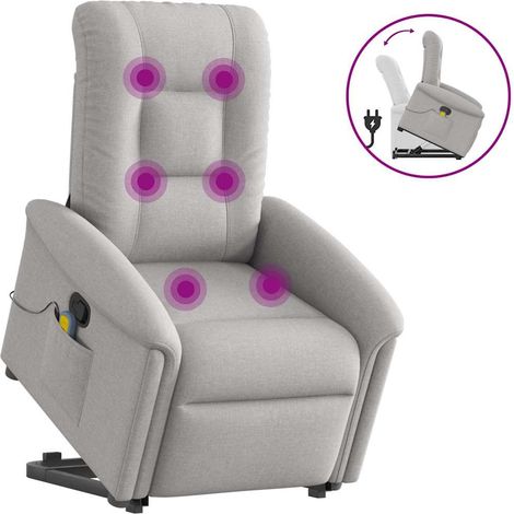 Sillón de masaje reclinable de pie de tela gris nube vidaXL (1/5)