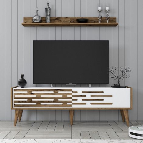 TV-Möbelset Valensiya Walnussweiß Melamin 140x35x45 cm