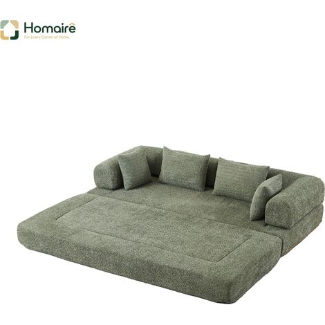 Canapé convertible en velours vert avec structure en fer, dimensions non précisées HOMAIRE (1/5)
