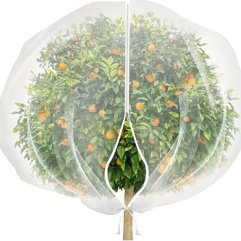 Moustiquaire de jardin – Housse de protection avec fermeture éclair et cordon de serrage – Polyéthylène – Transparent – (1/4)