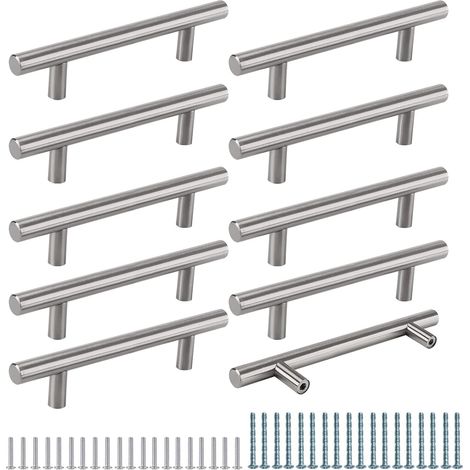 20 Stück Möbelgriffe 128mm Lochabstand Schrankgriffe Silber Türgriffe Küche Schrankgriffe Edelstahl Küchengriffe Gebürstet Schubladengriffe T Stangengriff