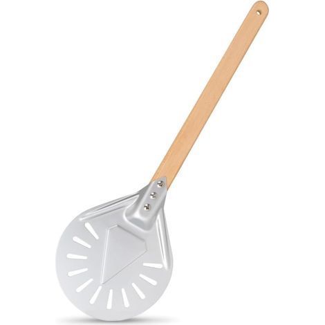 Pelle à pizza ronde de 18 cm (7 pouces) - Longueur : 40 cm - Manche en bois amovible avec poignée antidérapante - Pivotante (1/5)