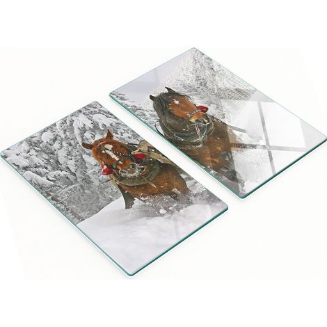 Tableros de vidrio elegantes y duraderos con estampado de paseo en trineo, 2x30x52 cm.