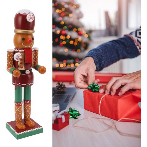 Eine 35,5 cm große Clip-Handpuppe aus Walnussholz, ideal zur Dekoration von Schlafzimmer, Weinkeller, Kinderzimmer oder Büro. Großer Lebkuchenmann. (1/5)