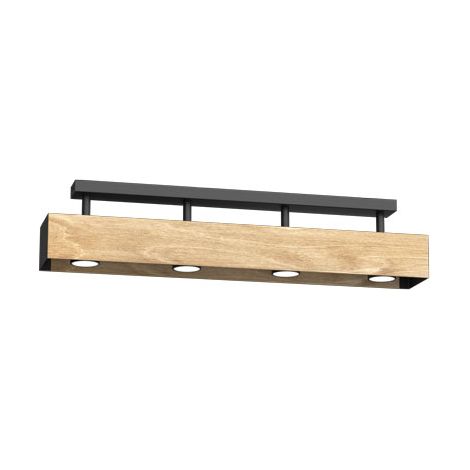 Plafoniera trave legno Maison 76cm 4xGU10 nero Luminex