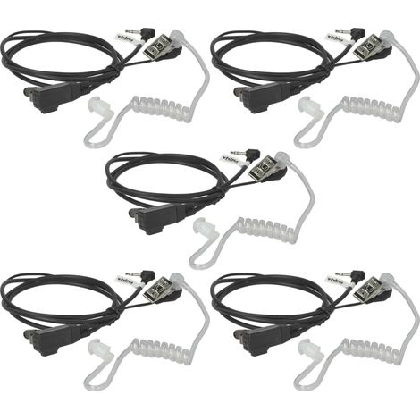 vhbw 5x Headset earpiece compatible with Motorola PMR446, Spirit GT, MR356R, MR355R Radio Walkie Talkie, Transparent acoustic tube