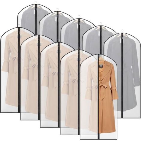 Sacs transparents pour le rangement, sac à vêtements suspendu de 139,7 cm pour placard, housse de rangement pour vêtements avec (1/4)