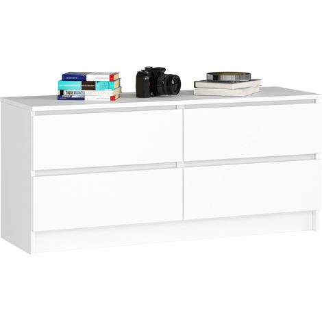 Akord – Commode enfant 120 cm – 4 tiroirs – Panneau stratifié blanc – Dimensions 120x40x55 cm – Design élégant et minimaliste (1/5)