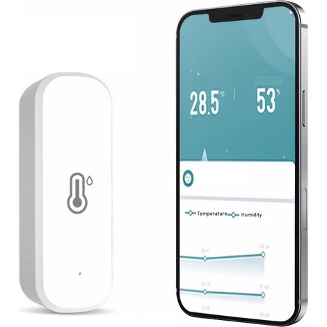 Mengshen Capteur de température et d'humidité intelligent WiFi sans fil avec application d'alertes compatible avec Alexa/Google Home pour la maison, la crèche, la cave à vin (lot de 4) (1/5)